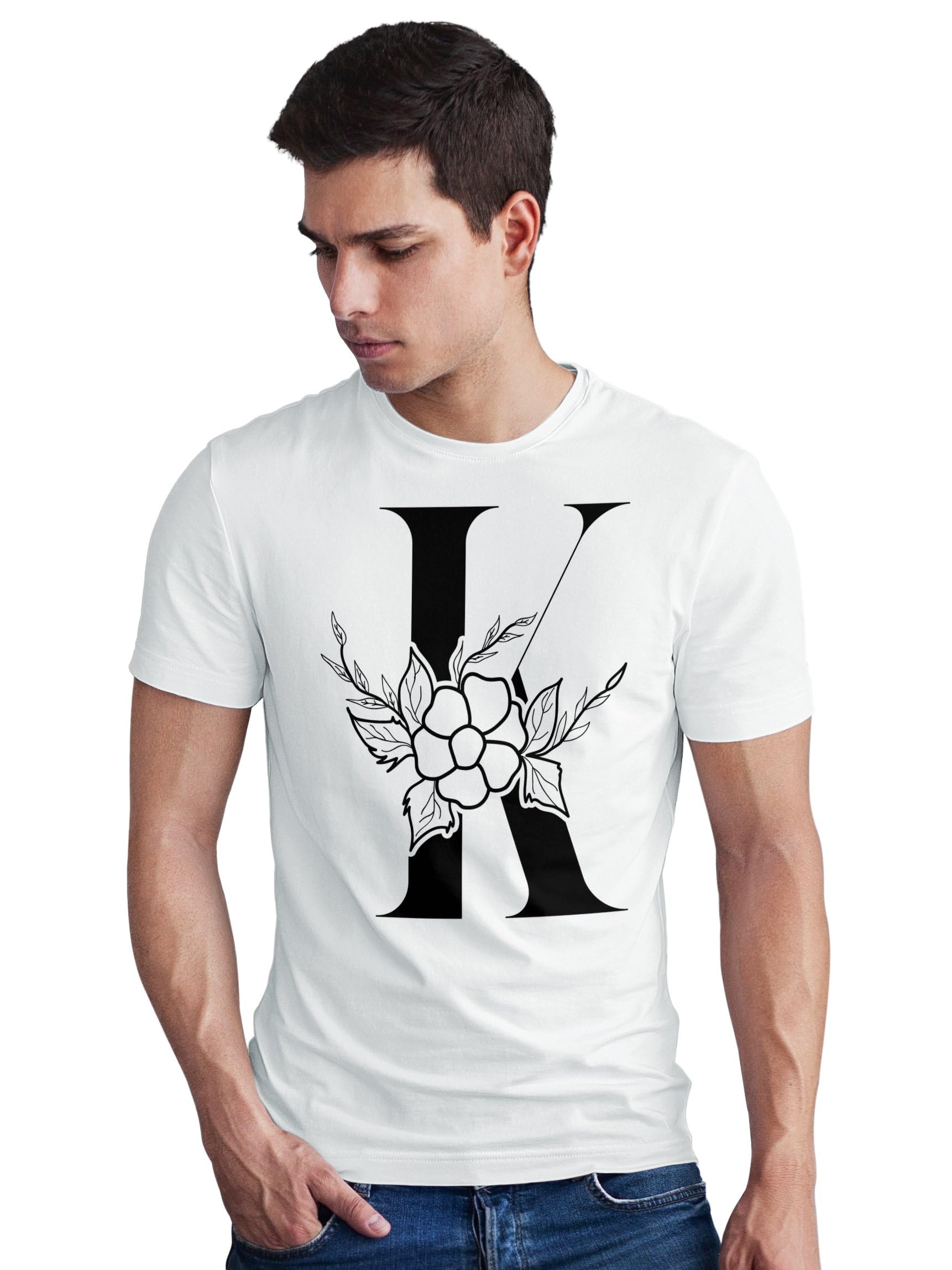 Buy Seek Buy Love Floral Letter K T-Shirt, Initial Shirt, Flower